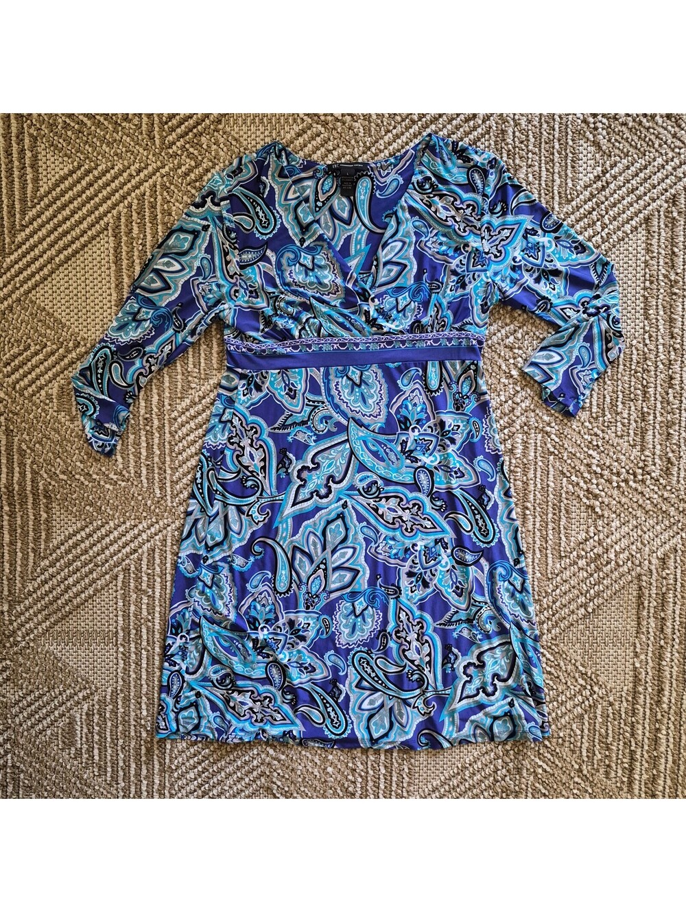Y2K INC Blue Paisley Print Empire Waist Dress M L